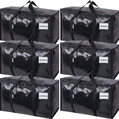 6-Pack Extra Large Zippered Storage Bags for Moving
