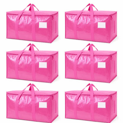 6-Pack Extra Large Zippered Storage Bags for Moving