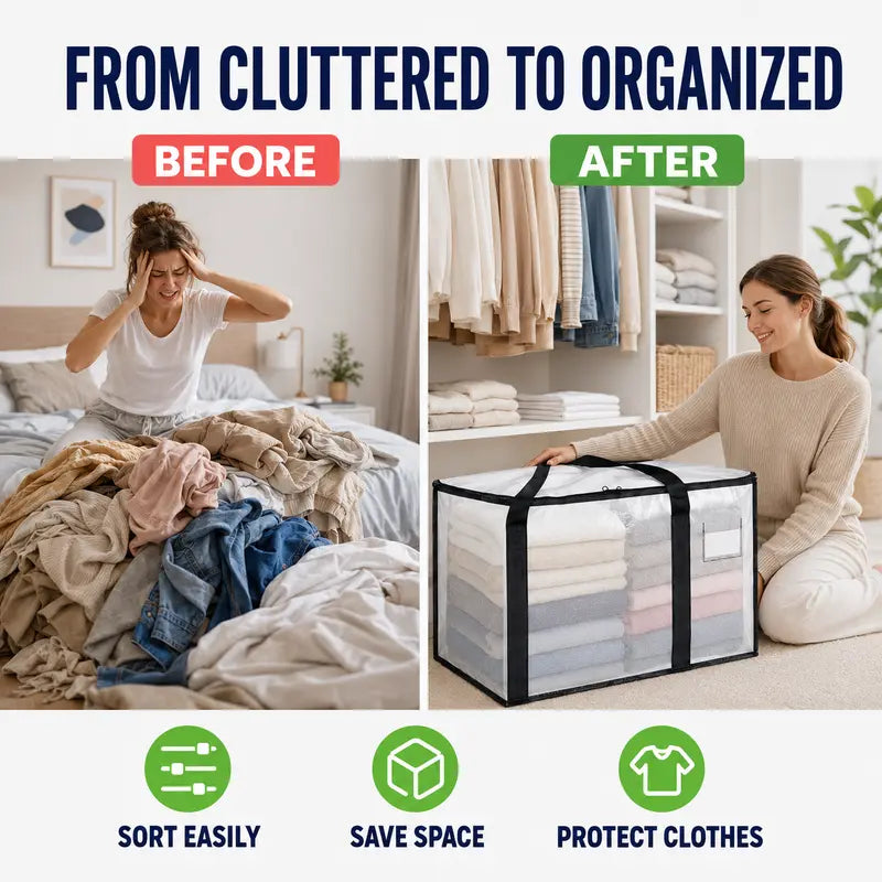 6-Pack Extra Large Zippered Storage Bags for Moving