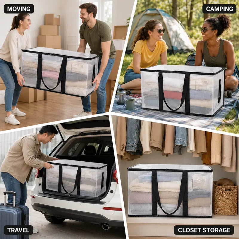 6-Pack Extra Large Zippered Storage Bags for Moving