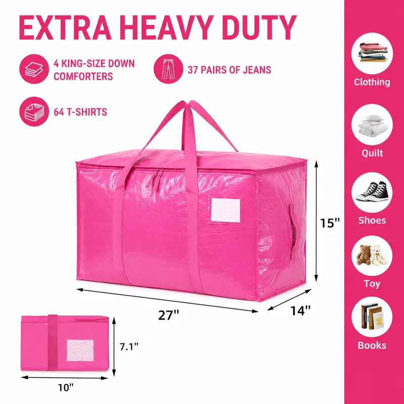 6-Pack Extra Large Zippered Storage Bags for Moving