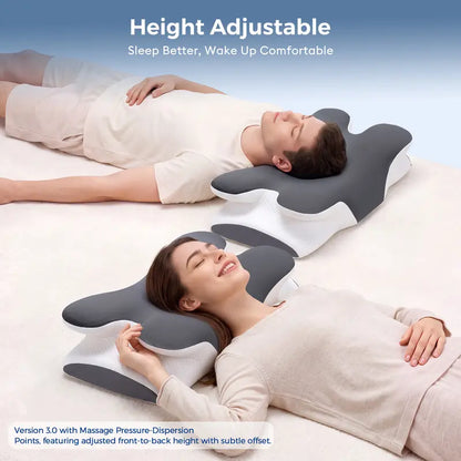 😴 Memory Foam Neck Pillow – Two Heights & Armrest Grooves