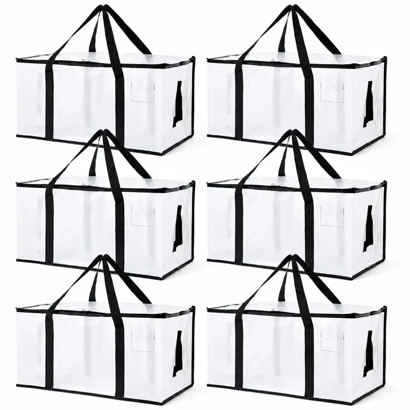 6-Pack Extra Large Zippered Storage Bags for Moving