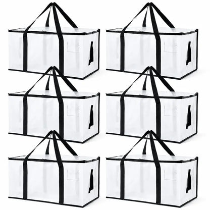 6-Pack Extra Large Zippered Storage Bags for Moving