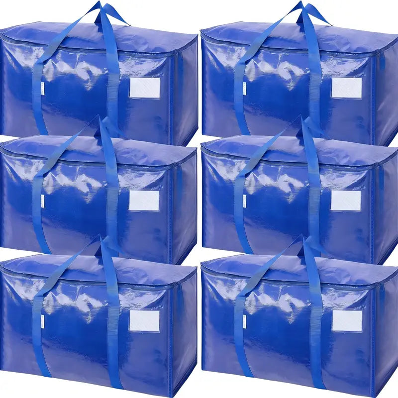 6-Pack Extra Large Zippered Storage Bags for Moving
