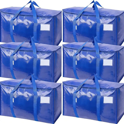 6-Pack Extra Large Zippered Storage Bags for Moving