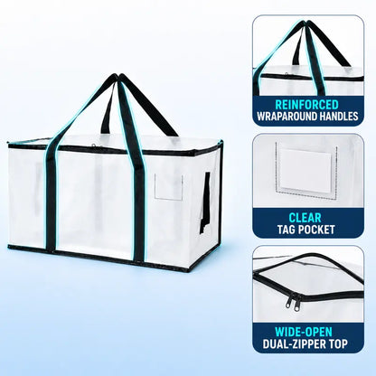 6-Pack Extra Large Zippered Storage Bags for Moving