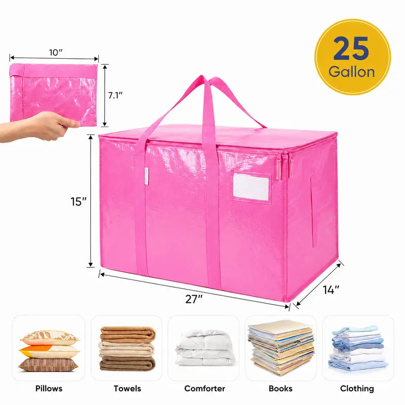 6-Pack Extra Large Zippered Storage Bags for Moving